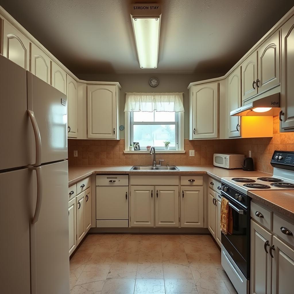 Kitchen — dated cabinets